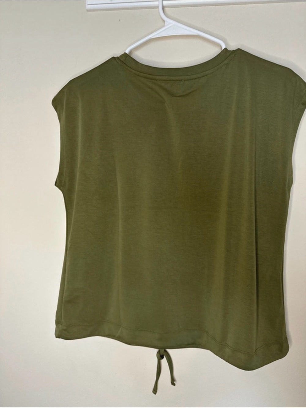 Cable & Gauge Olive Drawstring Hem Cap-Sleeve Tank